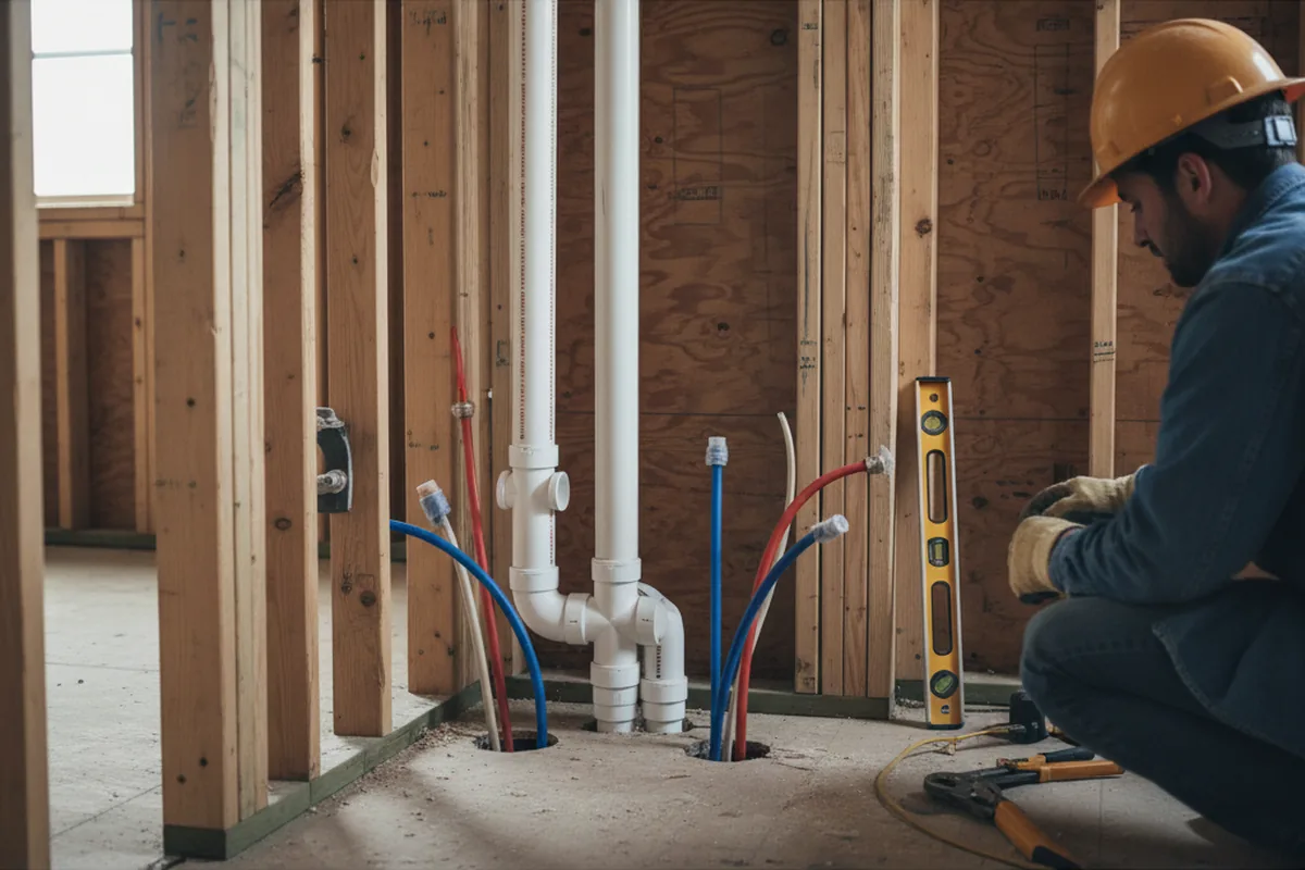 Drain and supply rough-in during Drain Cleaning in Hallwood